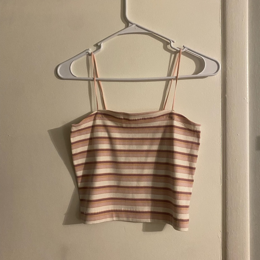 American Eagle - Striped Cropped Tank Top - Size Medium